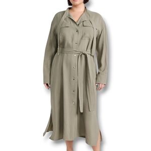 Vince Soft Utility Sea Fern Shirt Dress Large NWT
